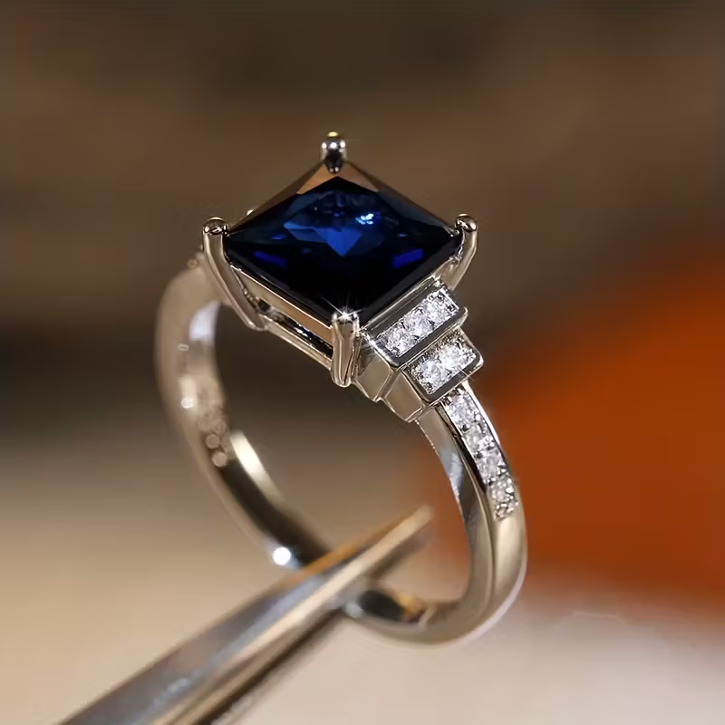 Sapphire Square Ring