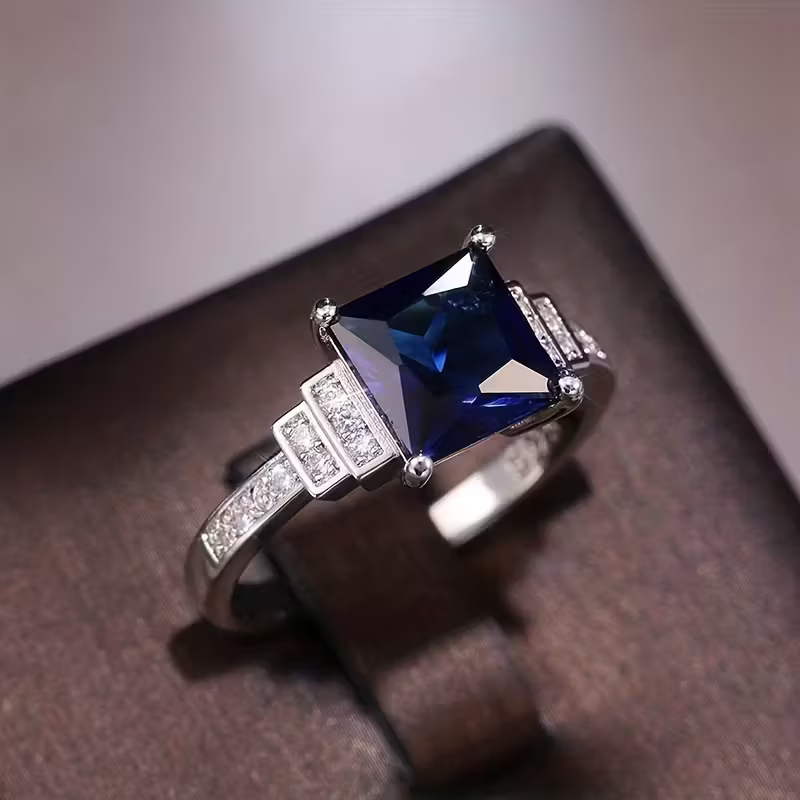 Sapphire Square Ring