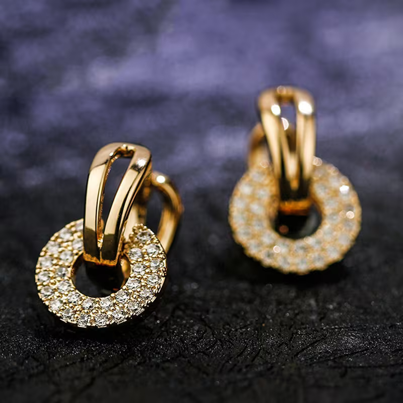 Rose Gold Halo Drop Earrings