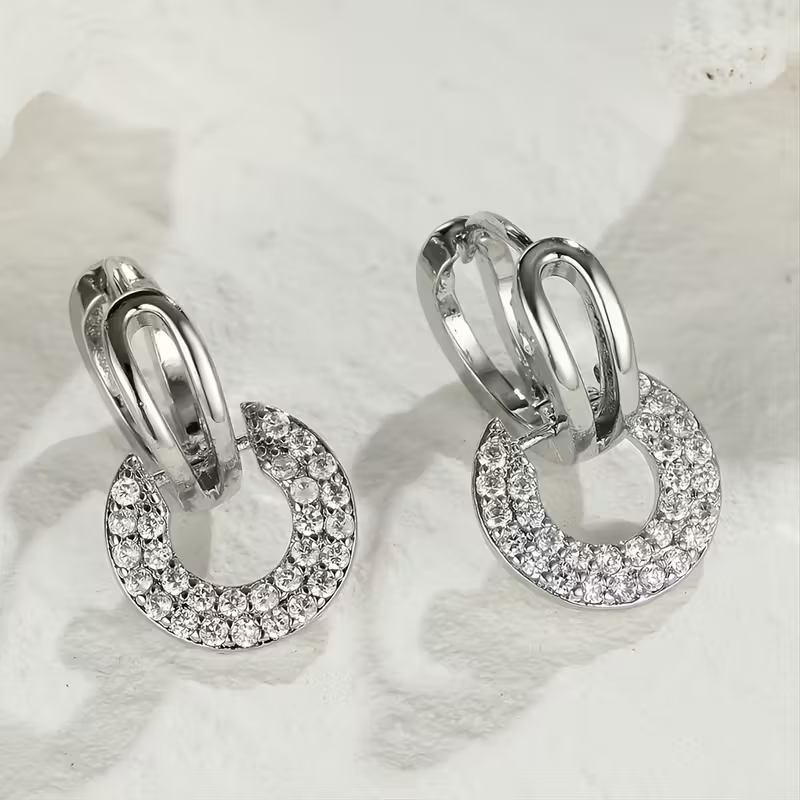 Rose Gold Halo Drop Earrings