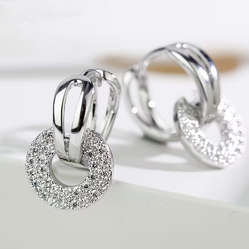 Rose Gold Halo Drop Earrings