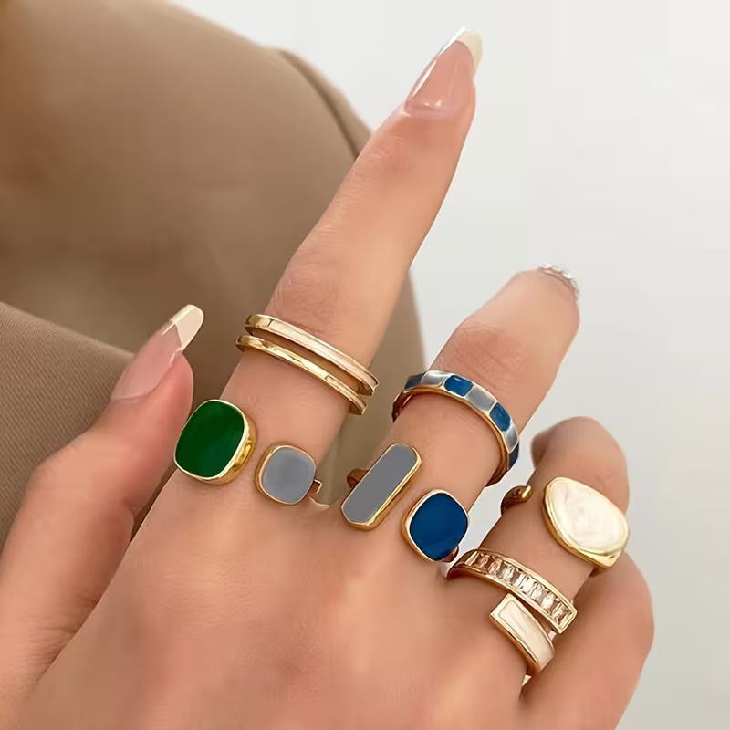 Gemstone Stackable Ring Set