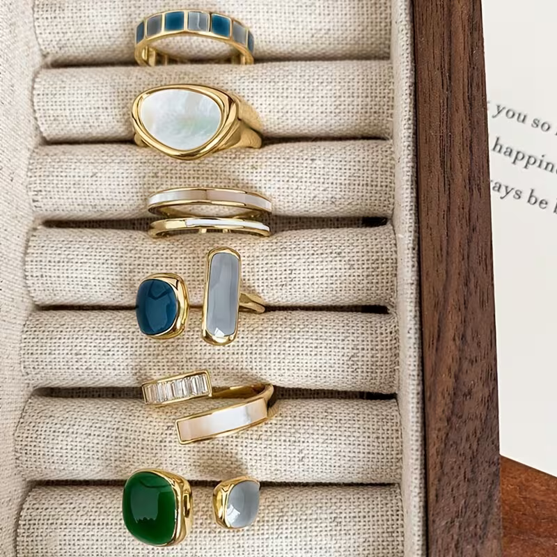 Gemstone Stackable Ring Set