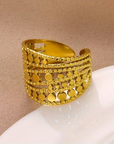 Adjustable Golden Mosaic Ring