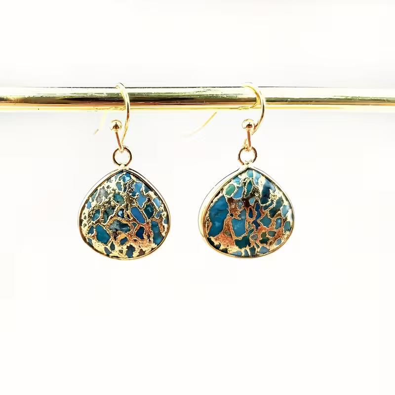 Turquoise Mosaic Teardrop Earrings