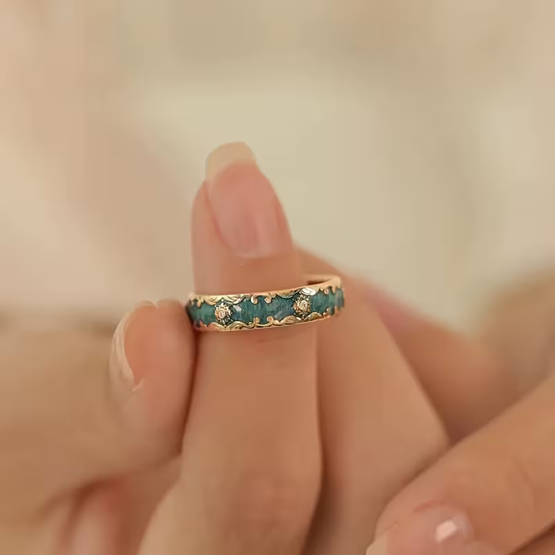 Teal Filigree Ring