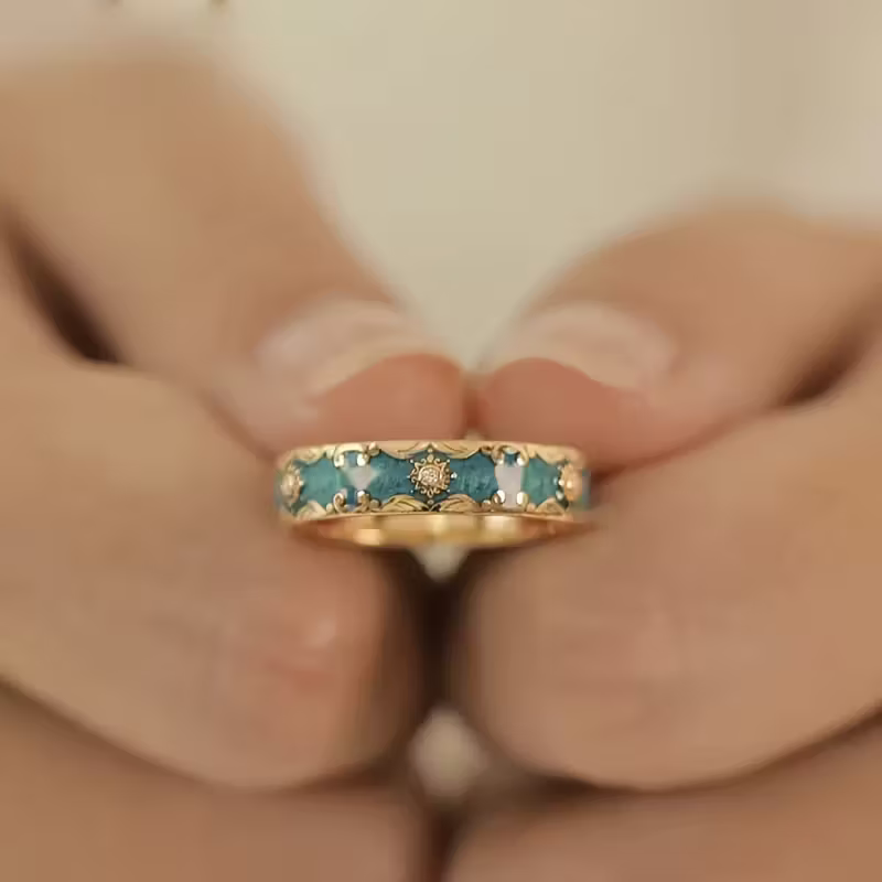Teal Filigree Ring