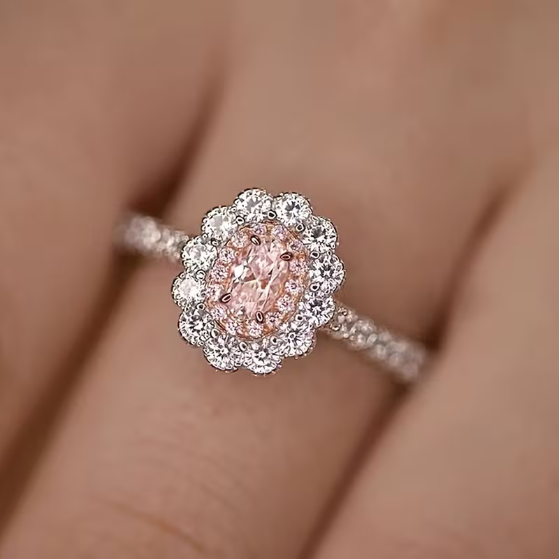 Blush Halo Elegance Ring