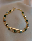 Green Gem Double-Layer Bracelet