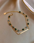 Green Gem Double-Layer Bracelet