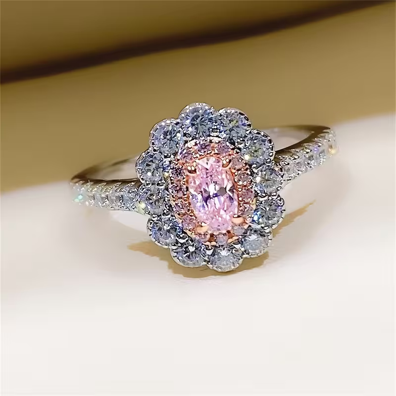 Blush Halo Elegance Ring