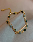 Green Gem Double-Layer Bracelet