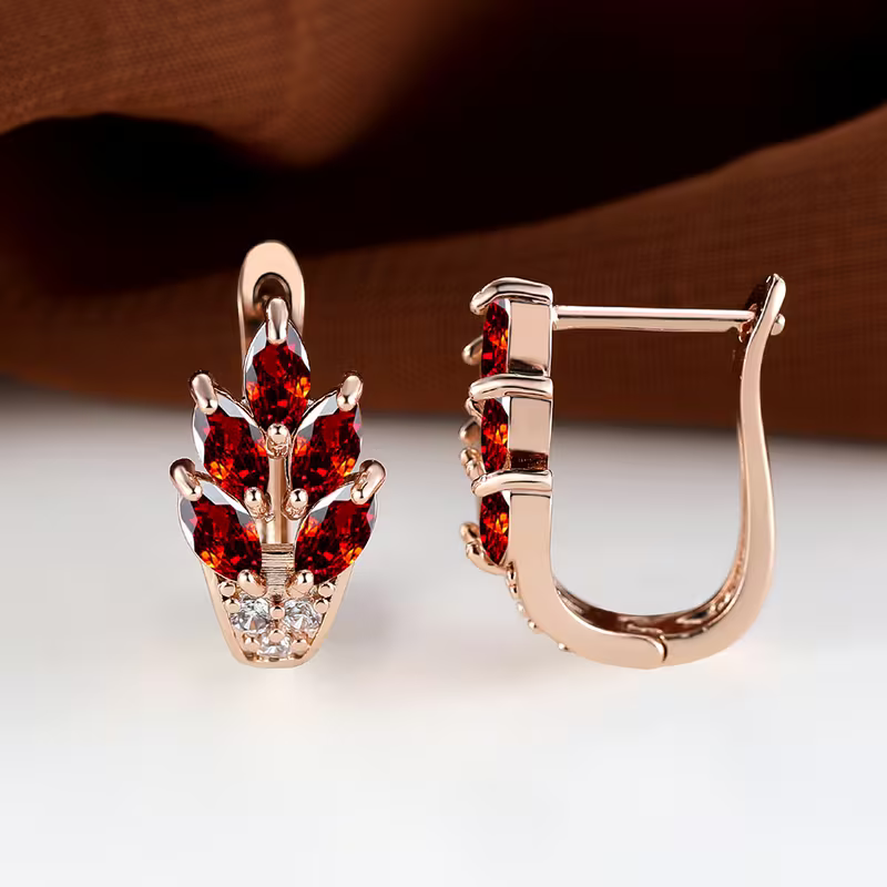 Ruby Leaf Earrings