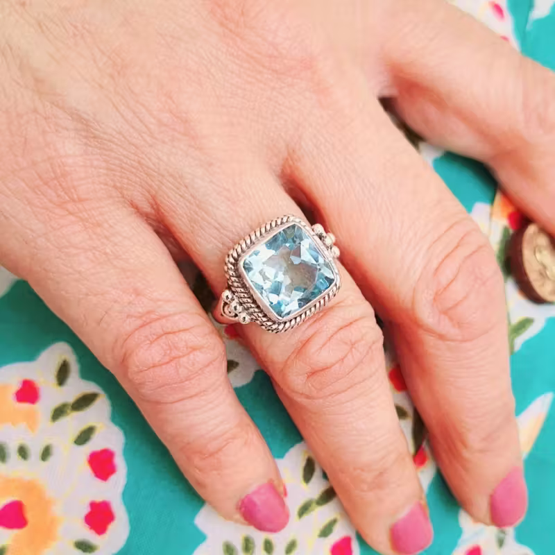 Blue Vintage Square Ring