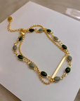 Green Gem Double-Layer Bracelet