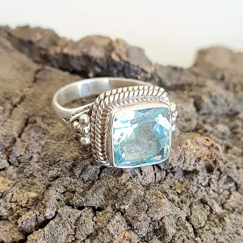Blue Vintage Square Ring
