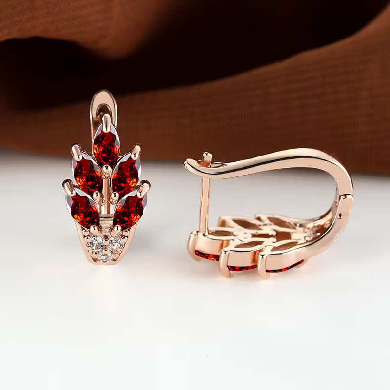 Ruby Leaf Earrings