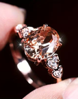 Rose Crystal Heart Ring
