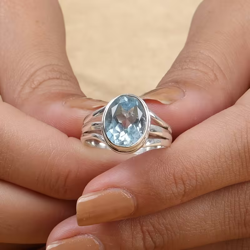 Aqua Crystal Ring