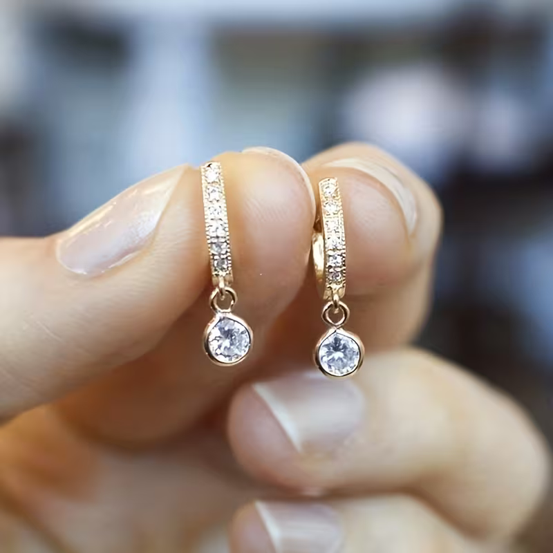 Golden Drop Pavé Earrings