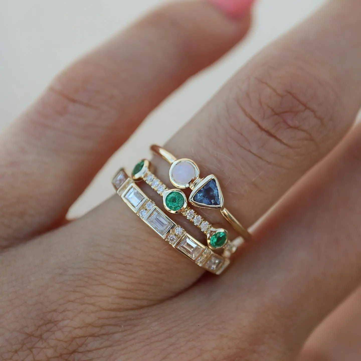 Vintage White Opal &amp; Forest Zirconia Ring