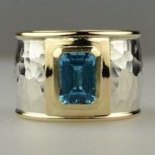 Vintage Silver &amp; Gold Blue Crystal Ring