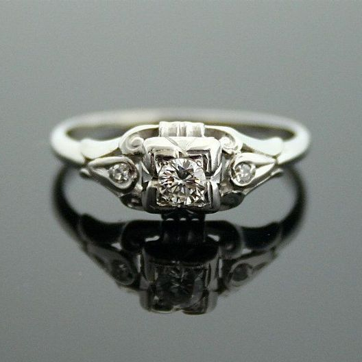 Vintage Crystal &amp; Zirconia Silver Ring