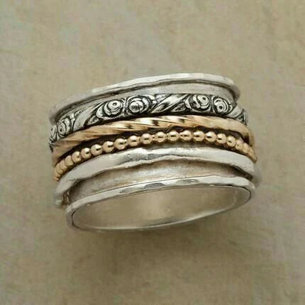 Vintage Silver &amp; Gold Beads Ring