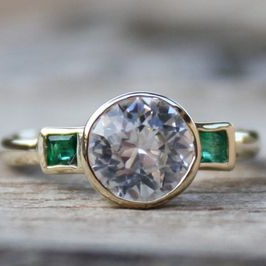 Vintage Zirconia &amp; Green Crystal Ring