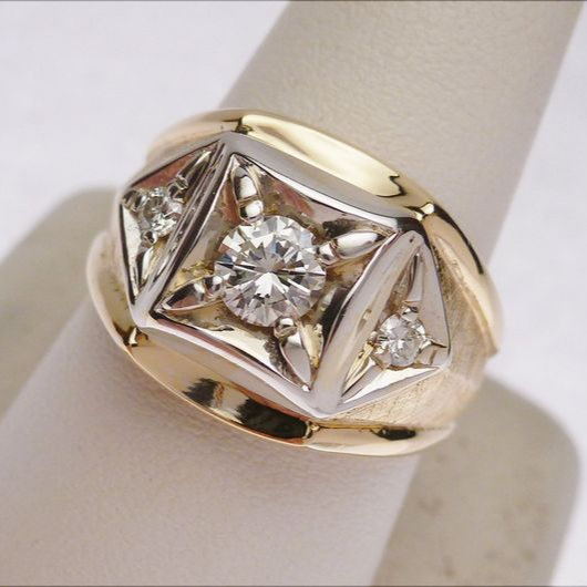 Vintage Square Zirconia Gold &amp; Silver Ring