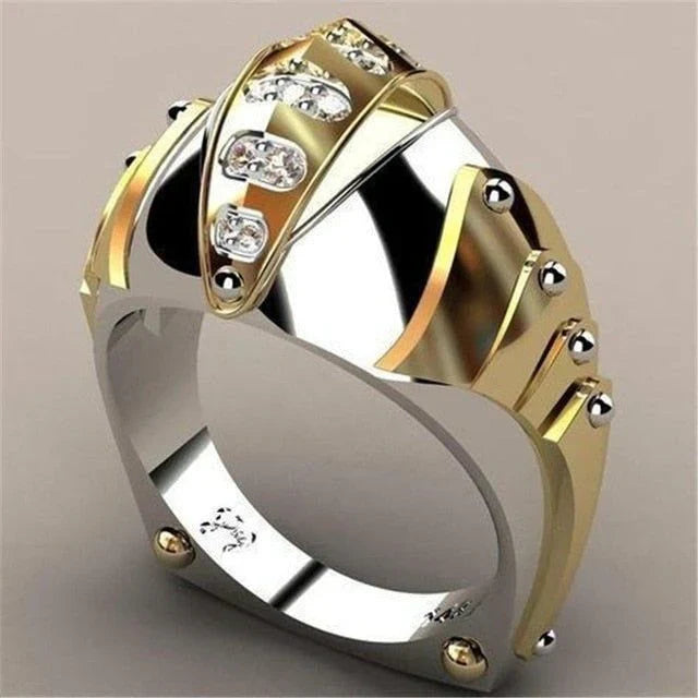 Vintage Gold &amp; Silver Bright Zirconia Ring