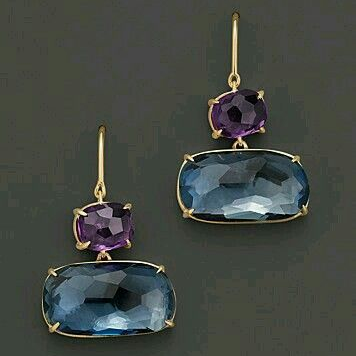 Vintage Blue &amp; Purple Glass Earrings