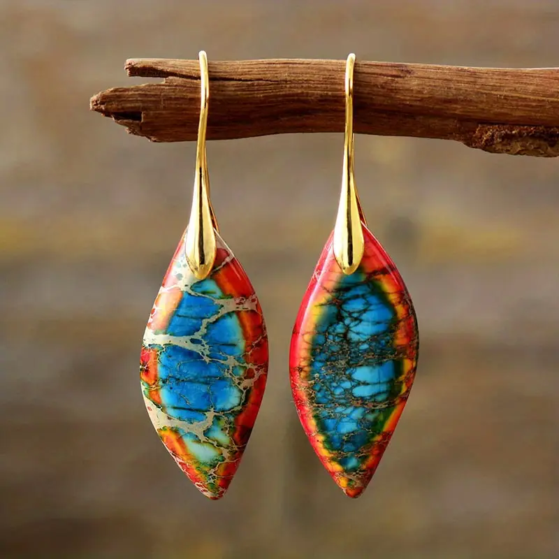 Red &amp; Blue Nature Stone Earrings