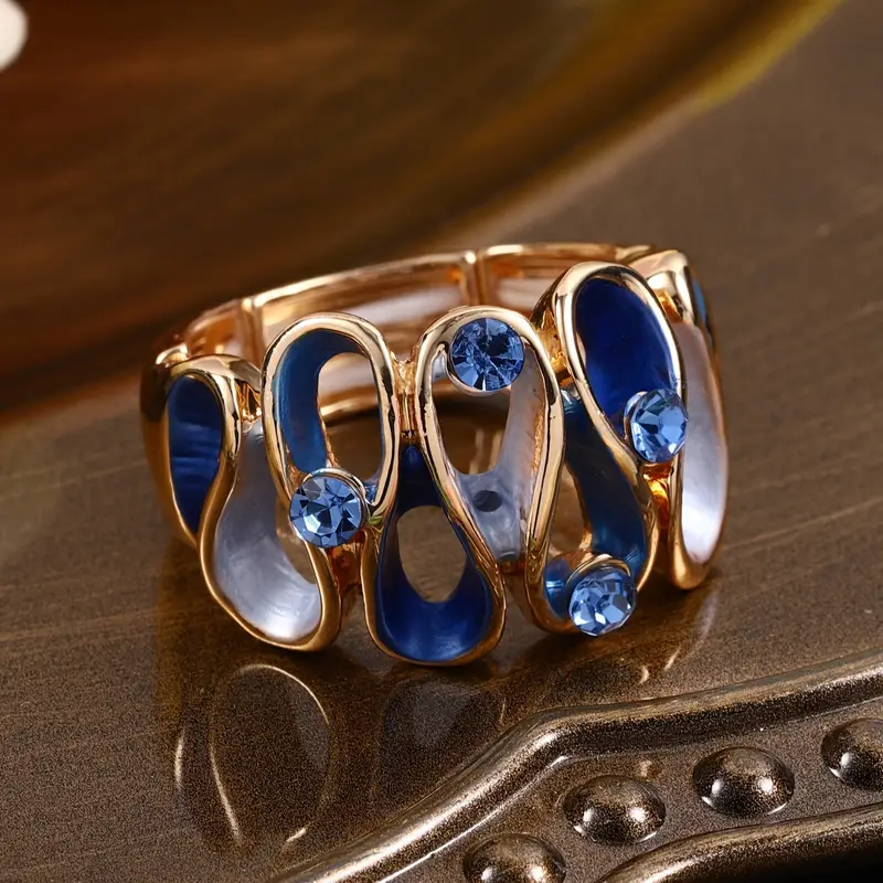 Irregular Blue &amp; Gold Wavy Ring