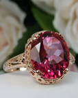 Vintage Garnet Rounded Glass Gold Ring