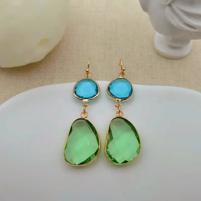 Green &amp; Blue Glass Earrings