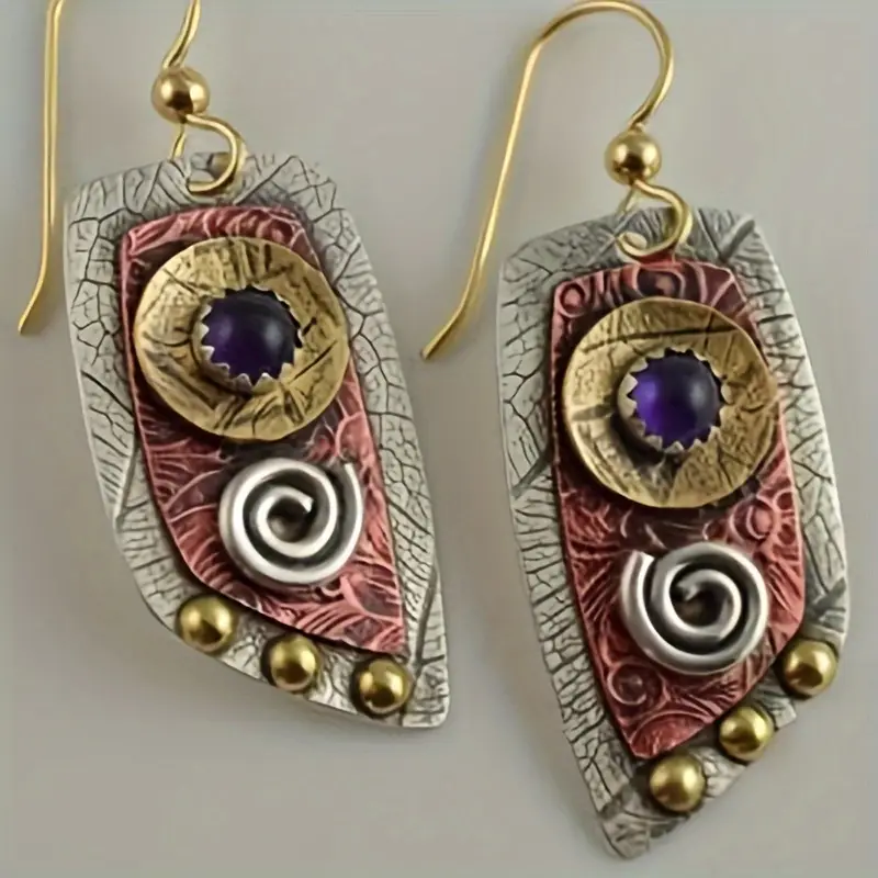 Vintage Brown &amp; Silver Earrings