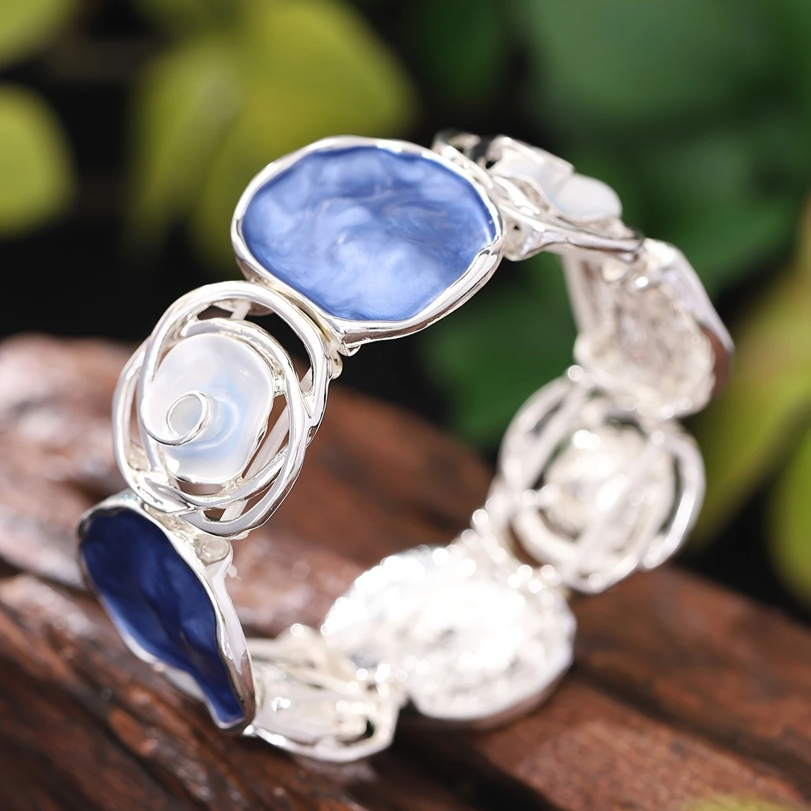 Blue &amp; White Enamel Bracelet