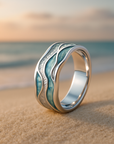 Turquoise Silvered Waves Ring
