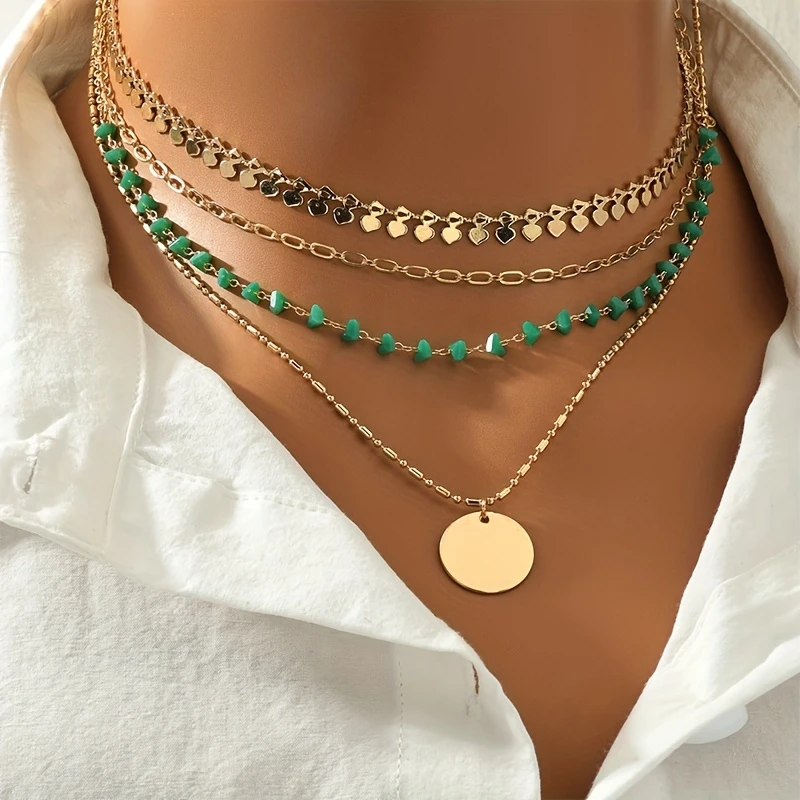 Layered Golden &amp; Turquoise Necklace