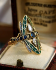Vintage Mandala Flower Crystal Ring