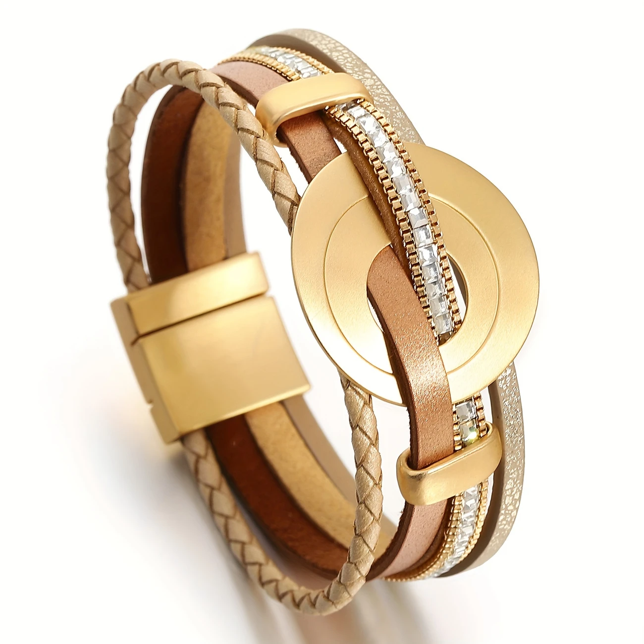 Golden &amp; Leather Bracelet