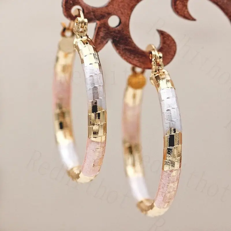 Gold &amp; White Rose Hoop Earrings