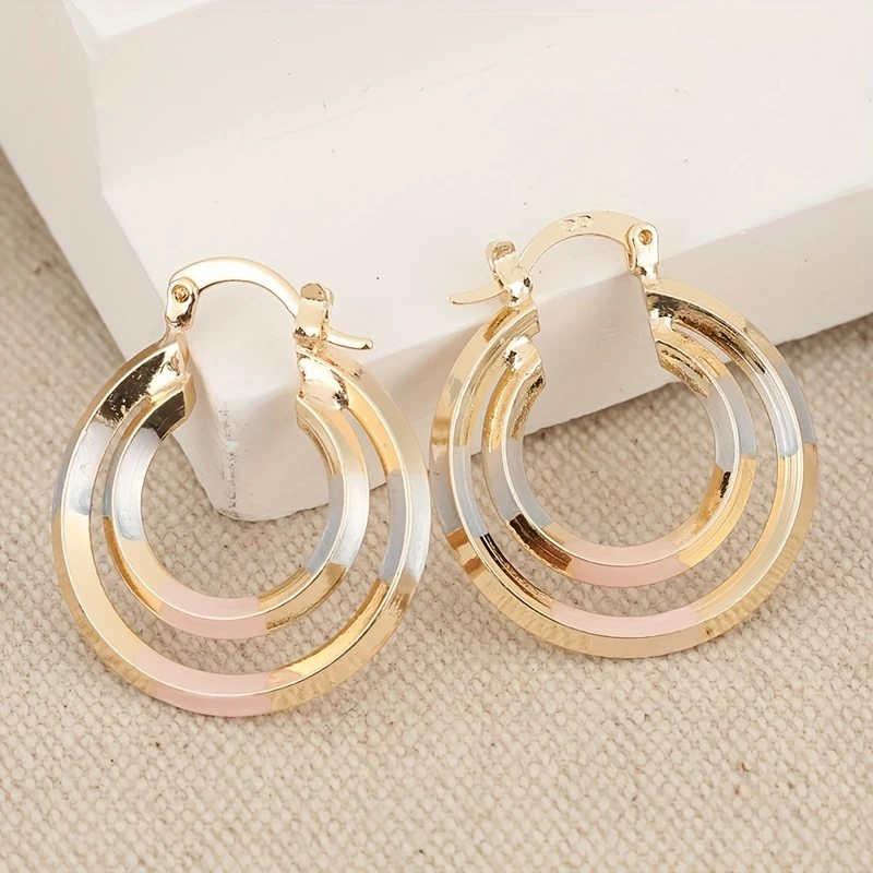 Circular White &amp; Rose Gold Earrings