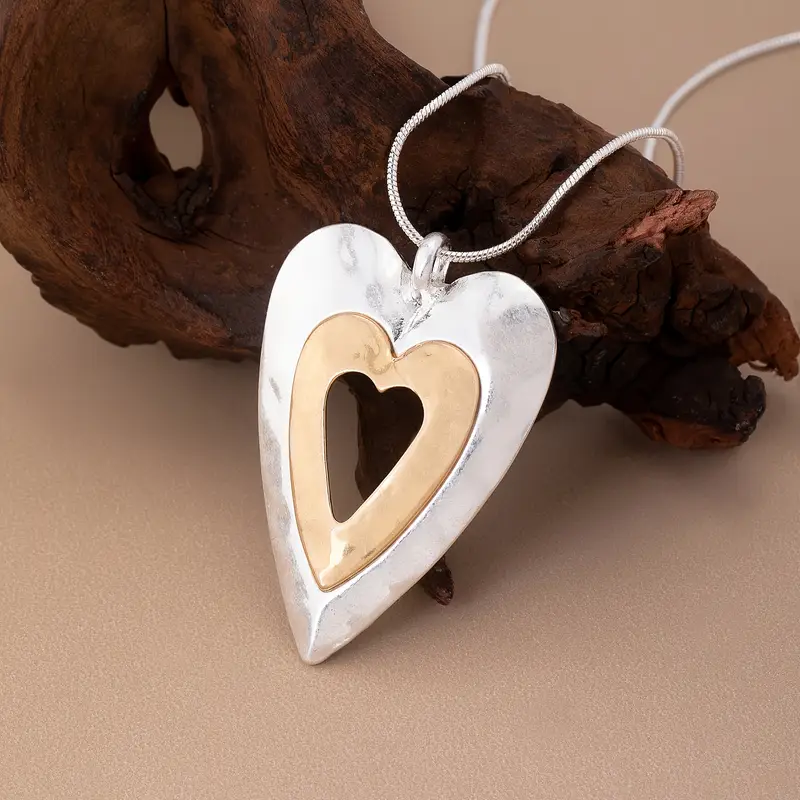Gold &amp; Silver Double Heart Necklace