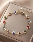 Colorful Heart Gold Bracelet