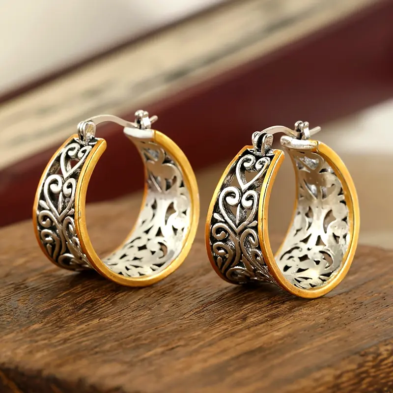 Gold &amp; Silver Ivy Hollow Earrings