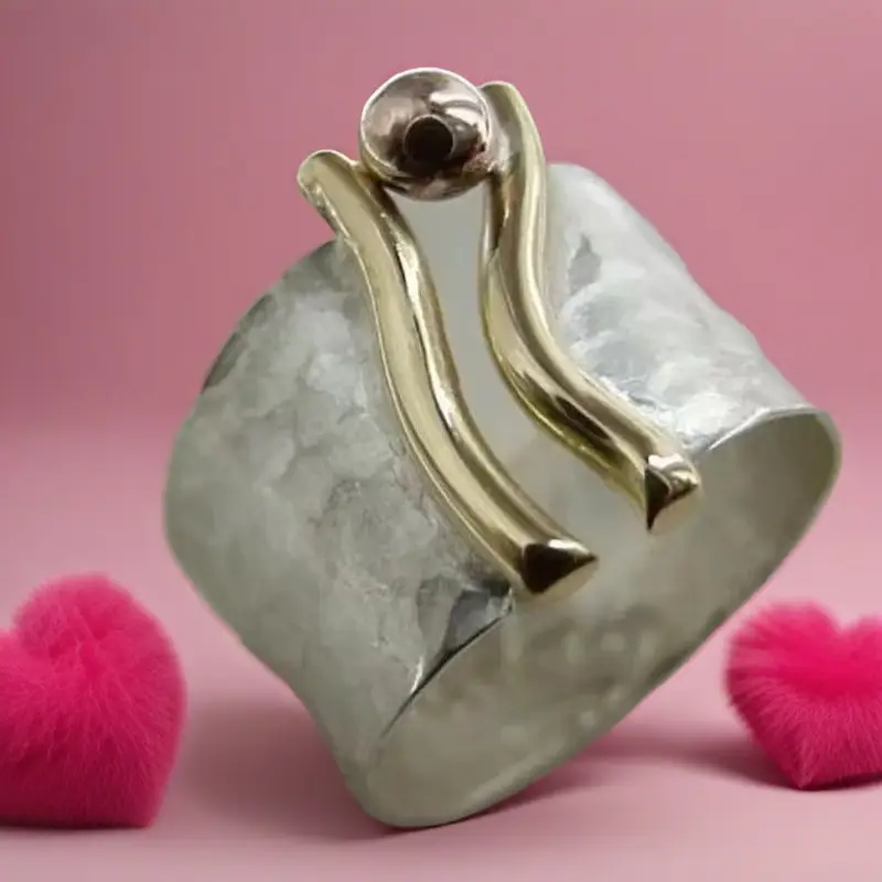 Gold &amp; Silver Bead Trail Ring