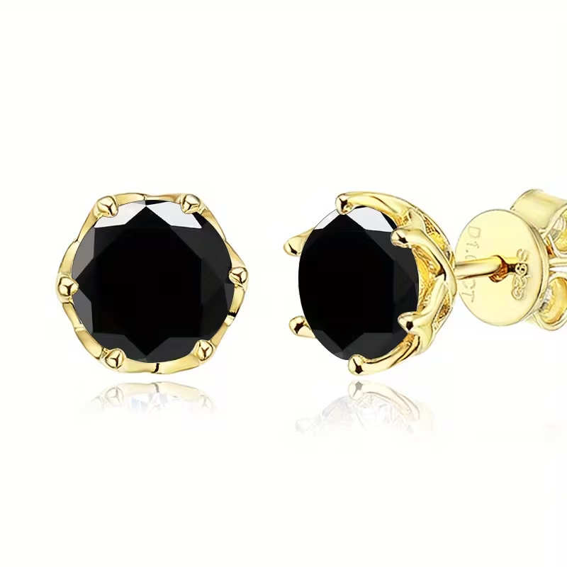 Moss Agate Rounded Stud Earrings