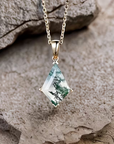 Moss Agate Geometric Drop Necklace